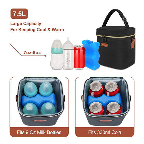 4 9 Pack, Mancro Breastmilk Cooler Bag Travel, Fits Baby Bottles Up to Ounce, Baby Bottle Bag with Ice Insulation
