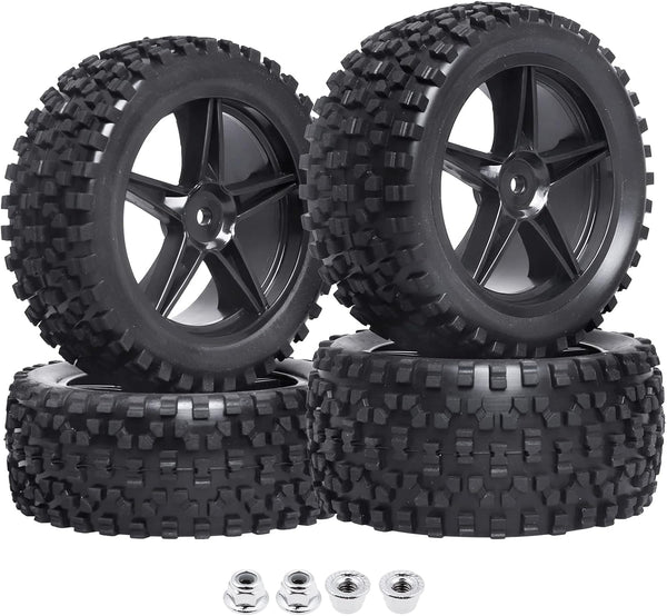 HobbyPark 12mm Hex Front & Rear RC Buggy Tires and Wheels, Set of 4 for 1/12 1/10 Scale Models
