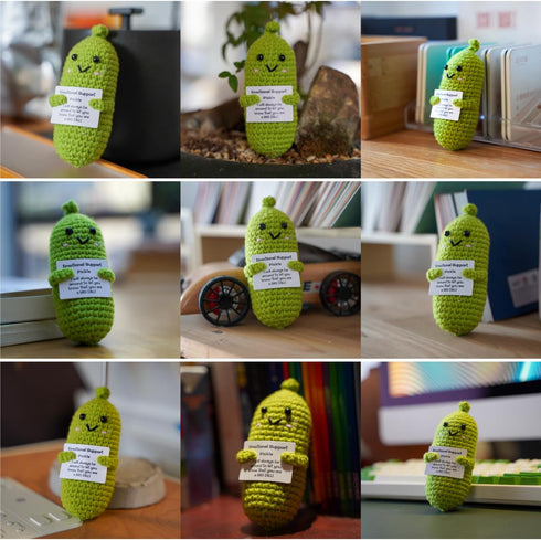 Letken Encouragement Pickle Plush Toys Positive Crochet Animals Gifts Encouragement Birthday Gifts, Christmas Stocking