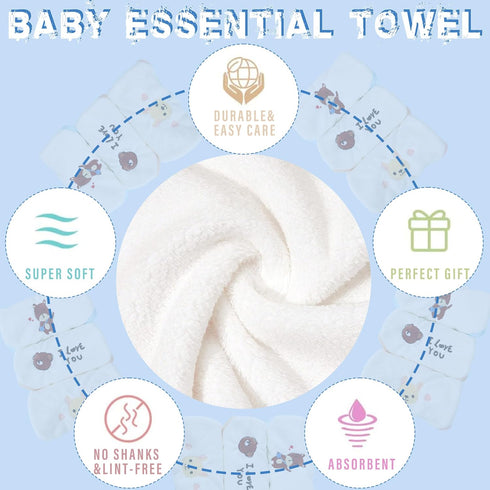 BEFACL 2 Pack 9 35.5x35.5 Inch Hooded Towel for Baby, Coral Fleece and Baby Washcloths, Soft and Absorbent Baby Towels