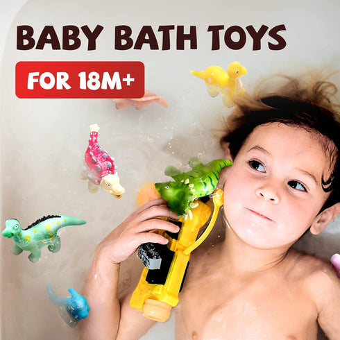 Set 12 Hely Cancy No Hole Dinosaur Bath Toys for Toddlers -
