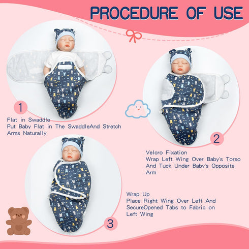 17-22 Inch 2pcs Reborn Baby Doll Blanket Accessories for Reborn Dolls Girls/Boys Soft Cotton Blue Bear Blanket Toddler