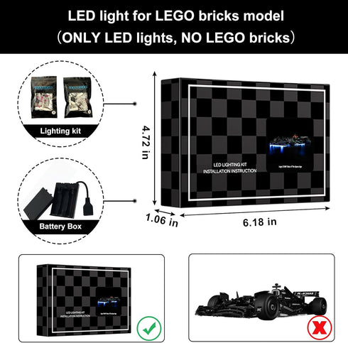 Vaodest LED Light for Lego 42171 Mercedes-AMG F1 W14 E Performance Set - Compatible with Model 42171 (LED Light Only)