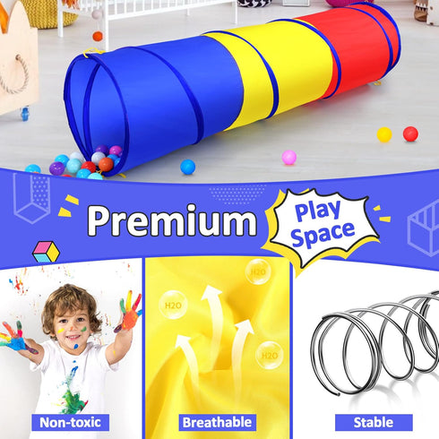 PigPigPen Pop Up Play Tunnel Tent for Toddlers, Babies or Dogs, Indoor Outdoor Toys, Red, Yellow, Blue