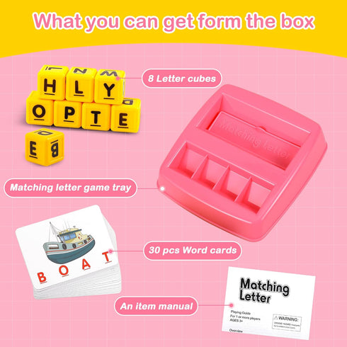 Fenikso Matching Letter Game - Alphabet Spelling & Reading Words Educational Toy for Preschooler & Kindergarten Kids