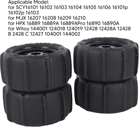 4Pcs Universal Rubber Plastic RC Beach Tires for 1/14 1/16 1/18 RC Car