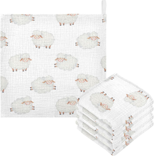 vvfelixl Baby Washcloths Cotton Cute Curly Lamb Muslin Count Sheep Soft Face
