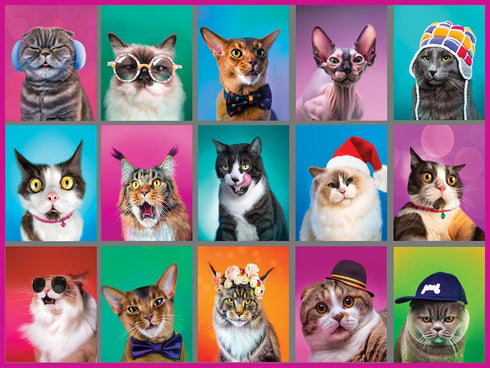 White Mountain Puzzles - Cat Portraits 500 Piece Jigsaw Puzzle
