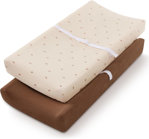 Blissful Diary Muslin Changing Pad Cover and Baby Diaper Caddy Organizer Bundle