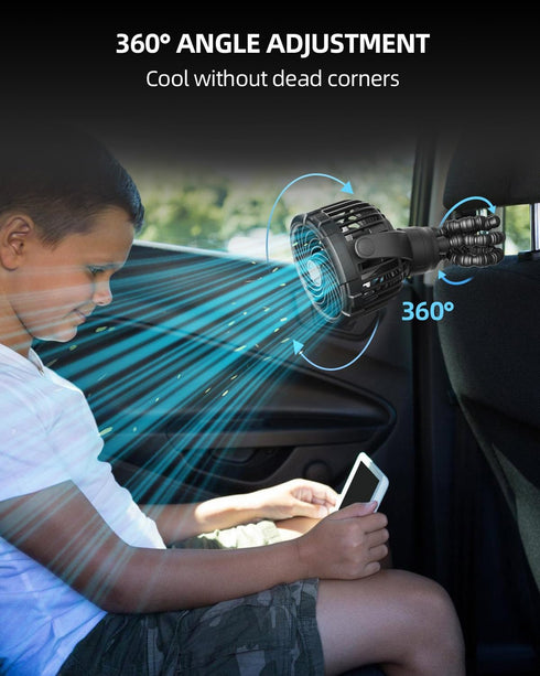 TUNISE 4000mAh, 360 3-Speed, Stroller Fan, Rechargeable with TYPE-C Port, Rotatable, Flexible Tripod, Clip Anywhere