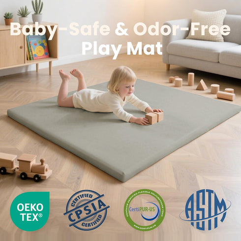 50x50 Inches,1.3" Huloo Sleep Baby Play Mat Thick Padded Waterproof Floor Cushion & Playpen Mat with Vegan