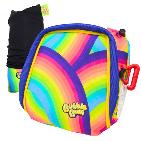 bubblebum Rainbow Inflatable Backless Booster Car Seat, Portable Travel Booster for Kids 40-100 lbs, Compact 4-10 Years
