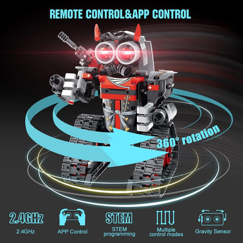 EXCOUP 6-12, 3-in-1 419 Set Remote Control Robot Building Kit for Boys STEM Remote & APP Controlled Coding Gear