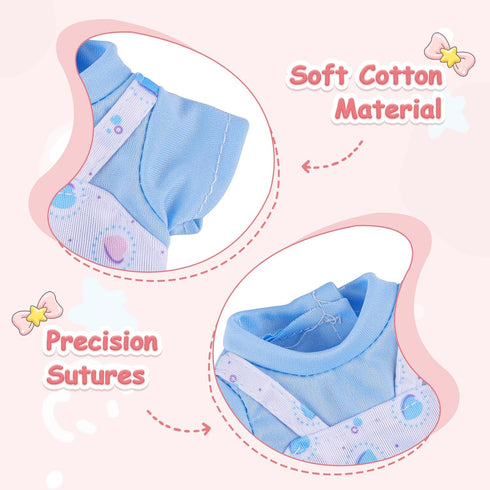 BABESIDE 10 Pcs Baby Doll Clothes for 10-12 Inch Dolls, Outfits, Jumpsuit, Skirts & Hat for Newborn Baby Dolls