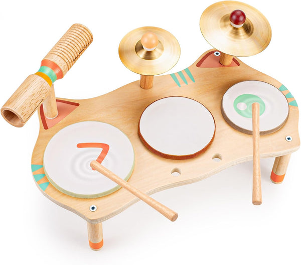 WINGYZ Kids Drum Set for Toddlers, All-in-One Montessori Musical Instruments - Wooden