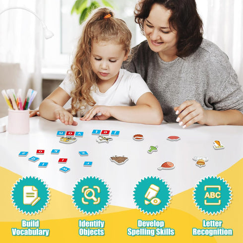CVC Word Games, Magnetic Letters for Kids, Fridge Magnets for Toddler Alphabet Learning, Educational Toys for 3 Year Old