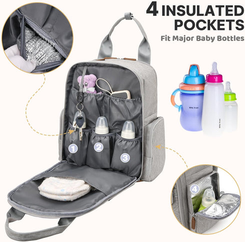 Backpack 4 JSTPRO Diaper Bag - Large Diaper Bag with Portable Changing Pad as Baby Shower Gifts, Lightweight Waterproof