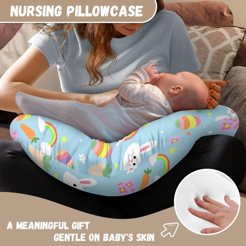 Hechitok Rabbits Nursing Pillow Cover Slipcover, Breastfeeding Newborn Infant Feeding Cushion Cover Pillow Slipcovers