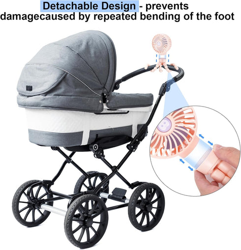 Portable Mini Handheld Stroller Fan with Flexible Tripod, USB Fan for Baby Stroller, Car Seat, Crib, Outdoor Camping