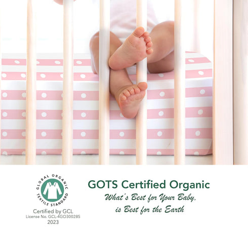 100% Organic Cotton Fitted Sheets for Standard Crib and Toddler Mattresses/Pads, 28” x 52”, Fits Dream On Me, Lullaby,