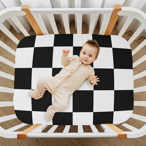 Pack 52 28 Inch Checkered Crib Sheets Breathable Soft Cribs n Play Mattress Sheet for Baby Toddler Boys Girls Fitted