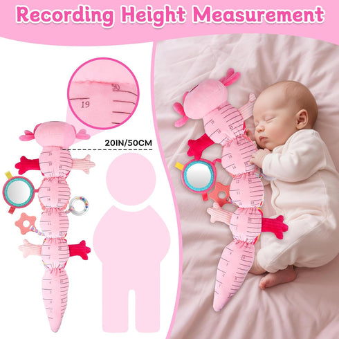 0-6 Tummy 0 3 6 9 12 Baby Girls Toys Months,Infant Sensory Caterpillar Pink Axolotl Baby Musical Rattles Time Toys