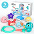 1-3, Set 6-12 Mold Free Baby Bath Toys for Toddlers No Hole Ocean Animal Bathtub with Mesh Organizer, Sensory Water