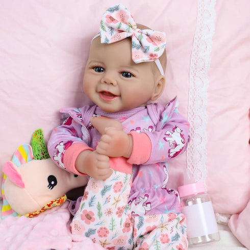 18 inch 3+ SCOM Baby Doll Girl, Realistic Soft Body Baby Doll Real Life Cute Baby with Accessories for Year Old Gifts
