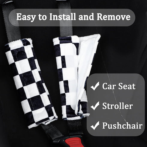 2Pcs DILIMI Baby Car Seat Belt Covers, Carseat Shoulder Strap Pads, Soft Minky Car Seat Neck Covers, Newborn Car Seat