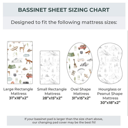 2 Pack Pobibaby - Premium Bassinet Sheets for Standard Bassinets - Ultra-Soft Cotton Blend, Stylish Woodland Pattern