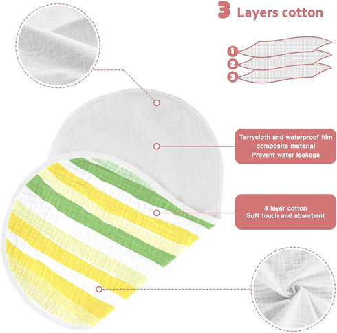 decor gift 4 Pack 22x11in Cotton Baby Burp Cloths Soft and Absorbent? Yellow Green White Stripe Pattern washcloth