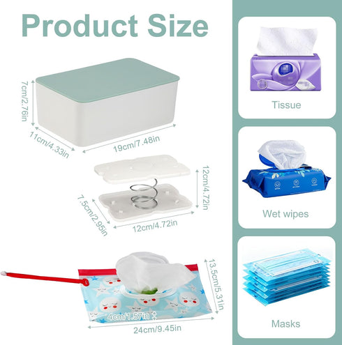BEIZMHBO 6PCS Set, 2 2 2 Diaper Wipes Dispenser Refillable Baby Wipe Containers with Travel Wet Wipe Pouch & Spring