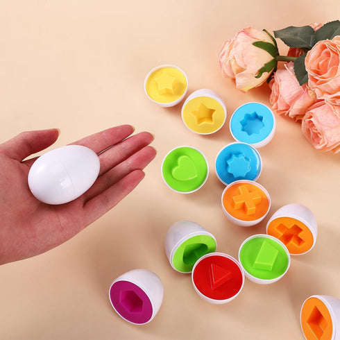 Matching Eggs 12 pcs Set - Educational Color & Shape Recognition Montessori Toys for Toddlers