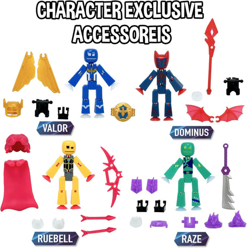 1 4 Zing StikBot Legendz Series - Includes Valor, Ruebell, Dominus and Raze Oni - Collectible Action Figures