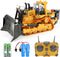 Metal RC Bulldozer Toy for Kids 11-Channel Remote Control Dozer with Lights