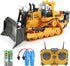 Metal RC Bulldozer Toy for Kids 11-Channel Remote Control Dozer with Lights