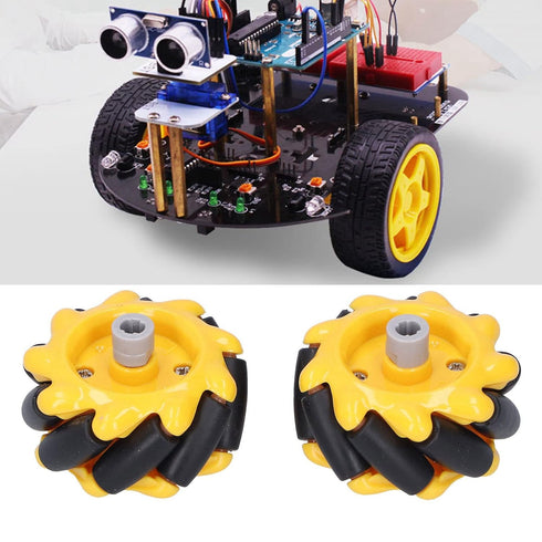 Mecanum Wheel 48mm Omni Directional Electric Motors Parts for Smart Robot Car Accessories DIY Components, 2 Pairs.