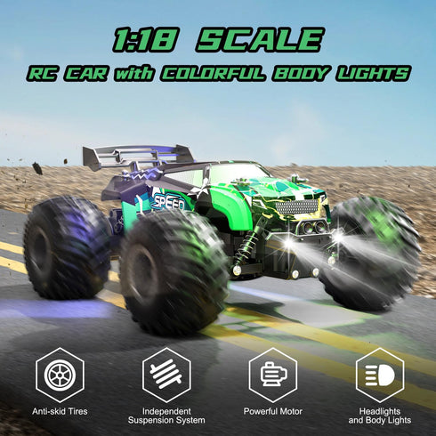 2WD 2 20Km/h Remote Control Car RC Cars All Terrain Monster Truck, Outdoor Off Road Hobby RC Truck with Rechargeable