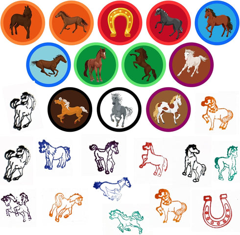 24 Pcs Horse Stampers for Boys Girls - Farmhouse Pony Party Supplies, Classroom Rewards, Birthday Party Gifts