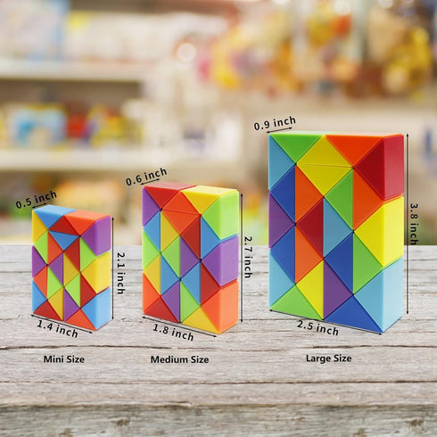 30 Pack Medium Snake Cube Fidget Toys Goodie Bag Stuffers for Kids, Treasure Box Toys for Classroom, Twist Puzzle