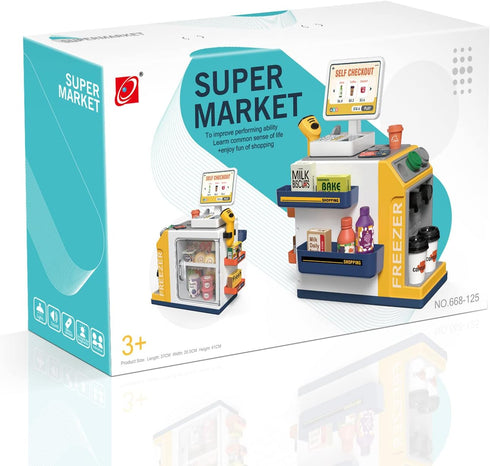 POFJOEQ Playset 48PCS 3+ (668-125) Cash Register for Kids - Pretend Play Money, Calculator, Scanner, Credit Card