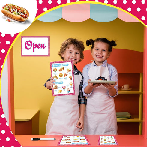 6 Set Yinkin Pcs Pretend Restaurant Menu for Kids Restaurant Order Pads Erasable Pen Food Diner Play for Kids Toddler