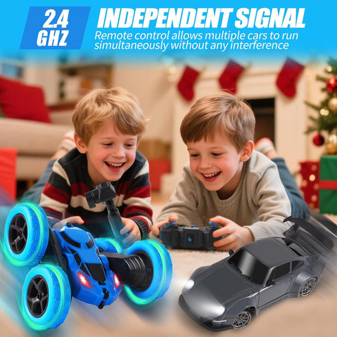 2 Pack Cars,1:24 4WD 360 2.4GHz, 20KM/H, RC Drift & Stunt Scale Remote Control Car, High Speed RC Drift & Stunt Car