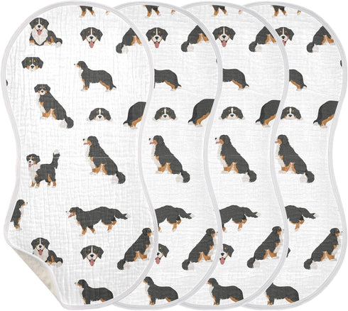 Set 4 Pack vvfelixl Baby Burp Cloths Bernese Mountain Dog Baby Newborn Cotton Burping Cloths Baby Washcloths