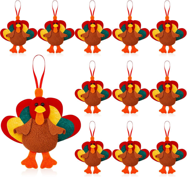 Suhine 24 Pcs Thanksgiving Turkey Toy, Mini Stuffed Animal Bulk for Thanksgiving Party Decor and Birthday Gifts