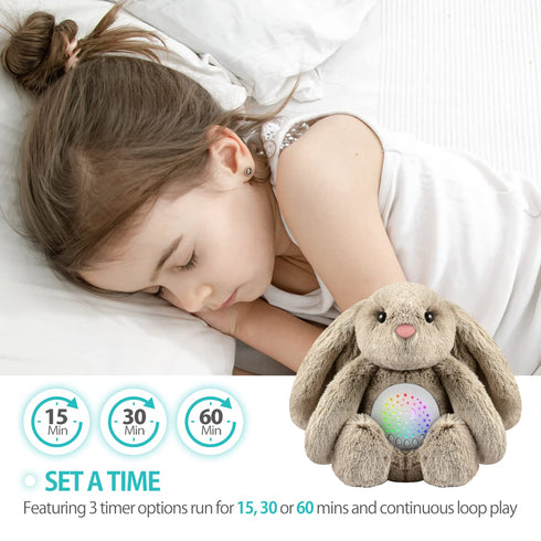 BEREST Baby Sleep Soother Bedtime Bunny with Starry Projector Night Light, Plush Stuffed Animal for Newborn Infants