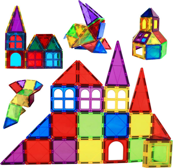 Magnetic Blocks, MAGBLOCK Magnetic Tiles for Kids - 3D Magnetic Building Blocks for Toddlers Building Blocks with Clear