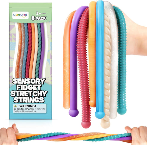 Fidget Sensory Autism Toys Kids - Textured Stretchy Strings for Adults ADHD