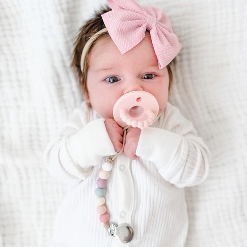 Ryan & Rose Pacifier Clip Georgia - Silicone Clip for Baby Boy or Girl, Binky Holder (Blossom)