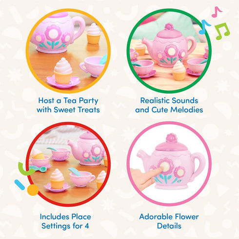 Battat Play Circle Singing Teapot – Toy Food Pretend Play Kitchen Set – 17 Pcs for 3 Years +